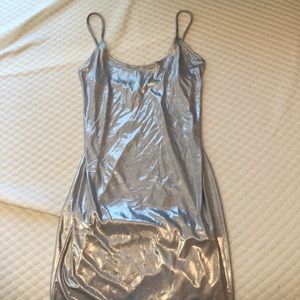 f21 silver metallic dress